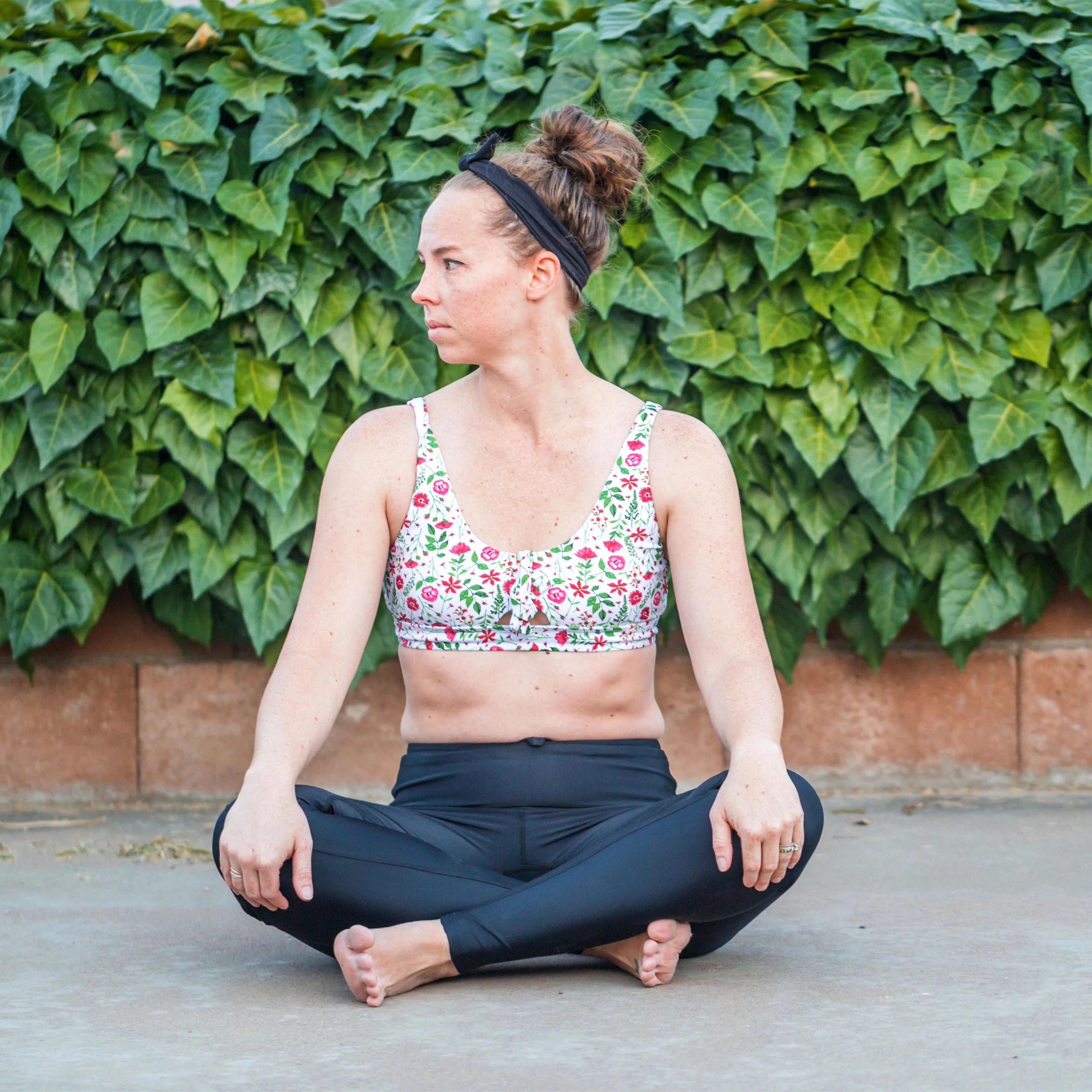 Women's Tie Bikini Top - "Floral Garden"