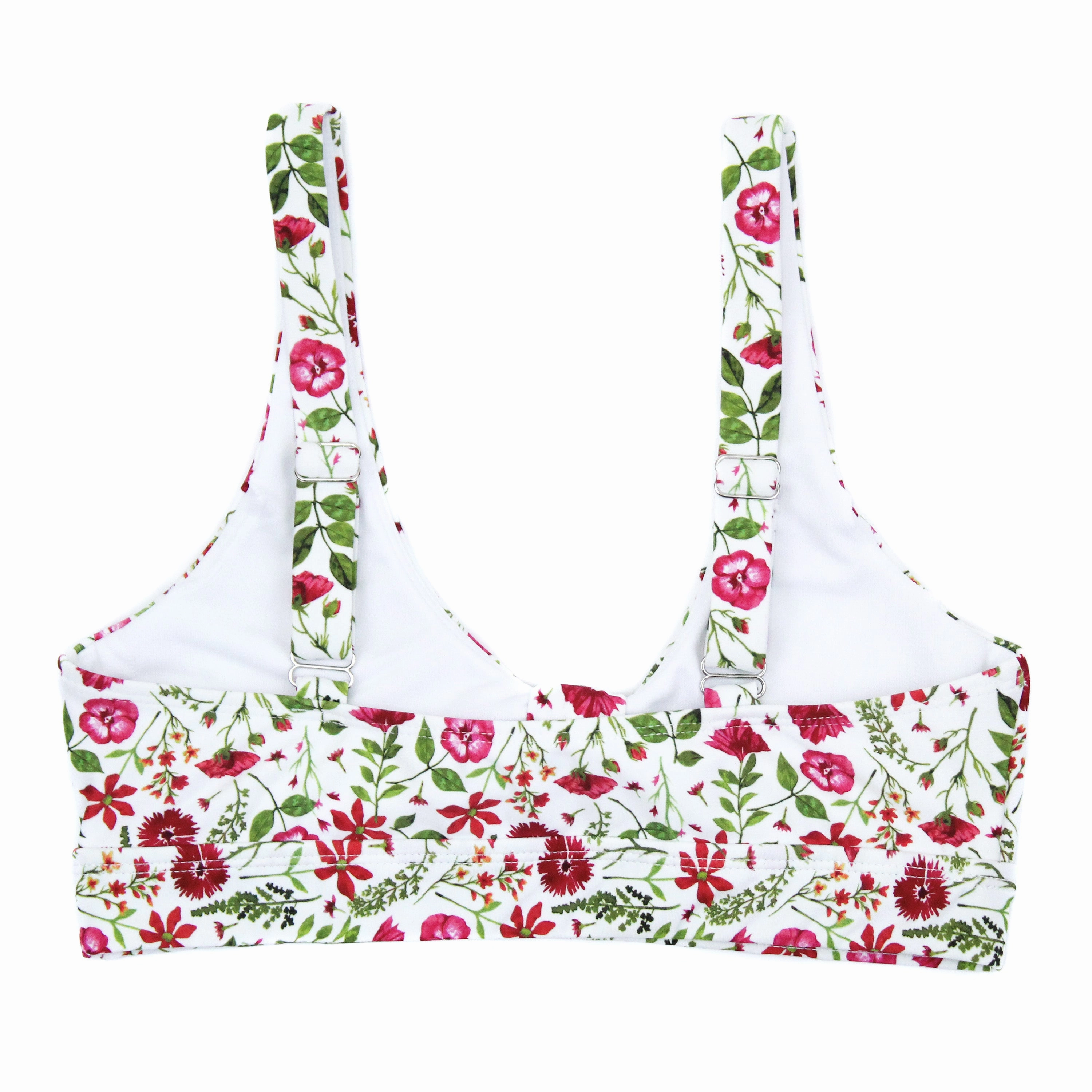 Women's Tie Bikini Top - "Floral Garden"