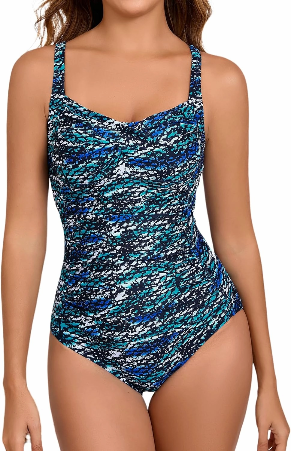 Women's Tummy Control One Piece Swimsuit Ruched Push Up Swimming Vintage Retro Bathing Suits