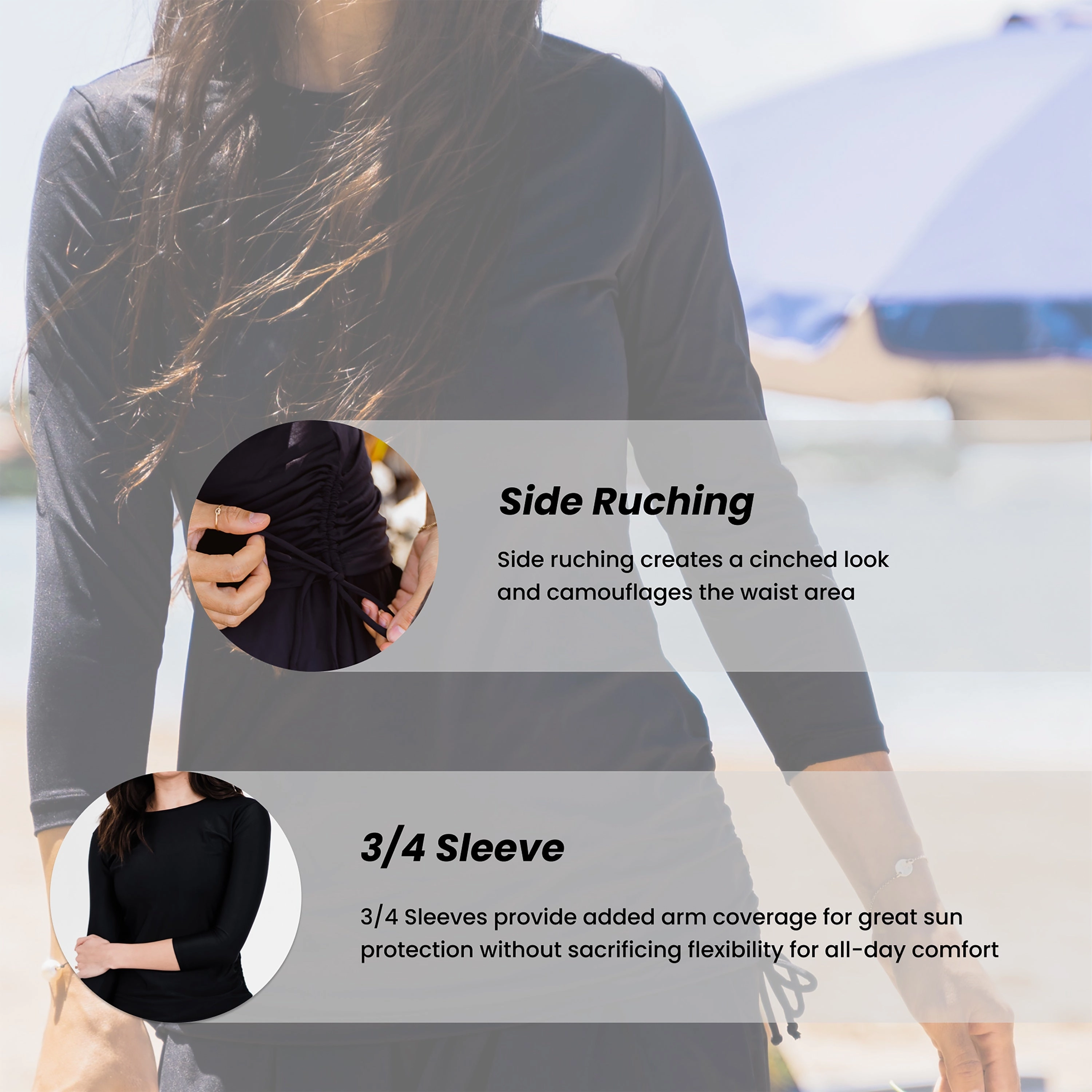 Women's Women's 3/4 Sleeve Rash Guard Margaux Swim Top
