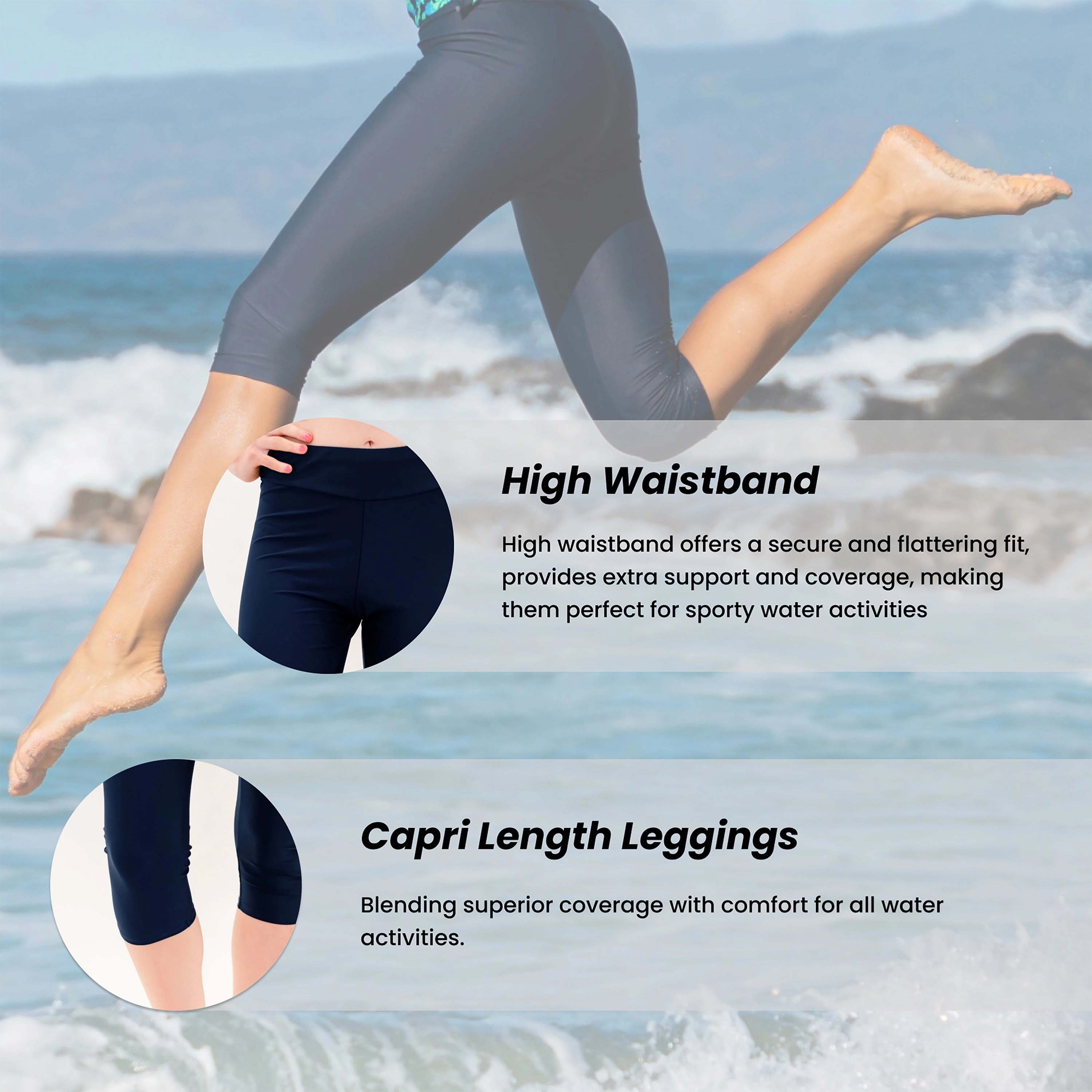 Women's Women's High Waisted Capri Swim Leggings