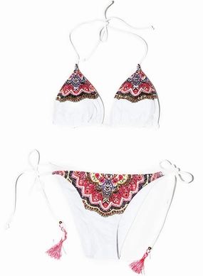 Women Spring Raja Adjustable Tie Side Strap Hipster Bikini Bottom Swimsuit In White
