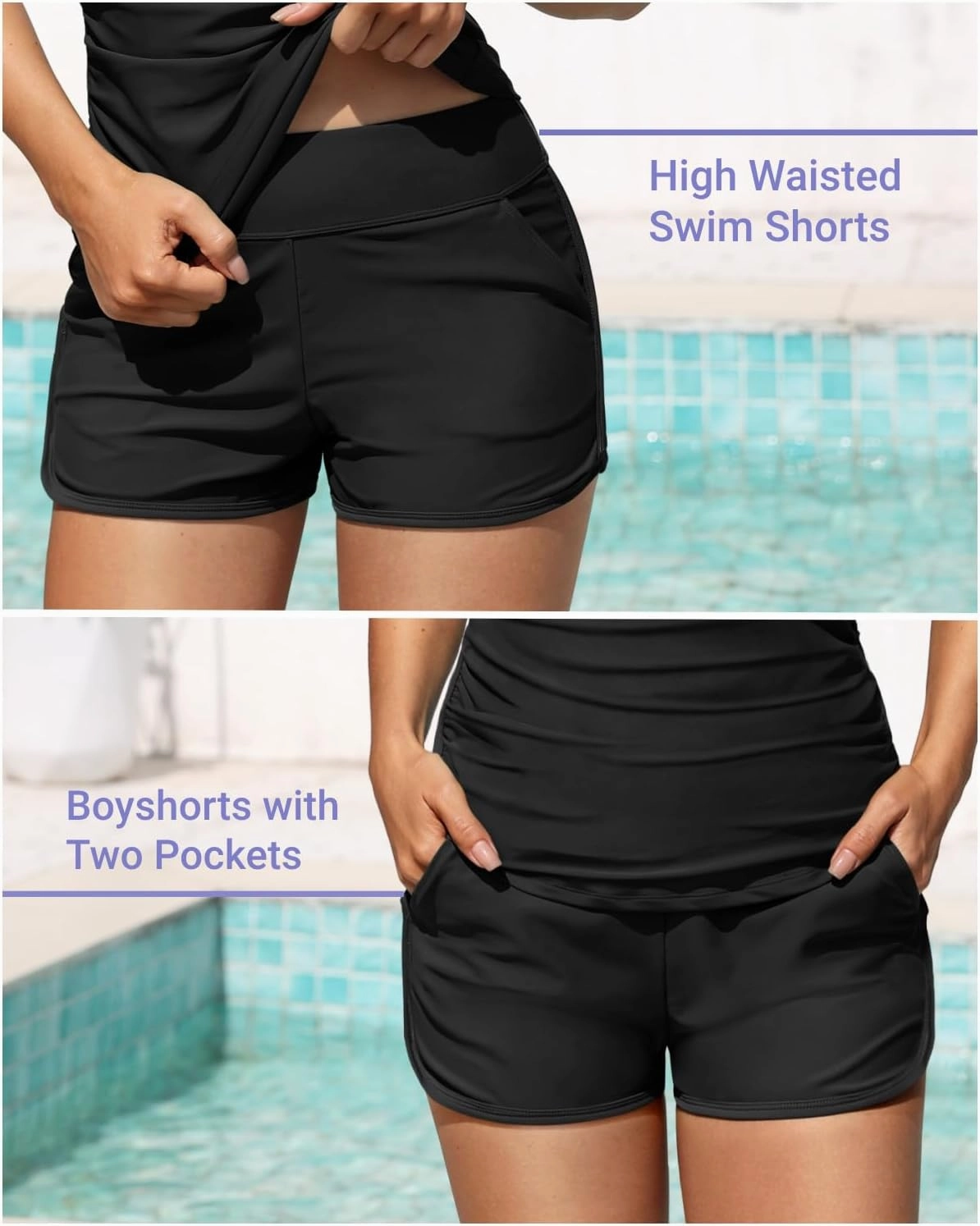 Women Tankini Swimsuit with Shorts - Two Piece Tummy Control Bathing Suit Twist Knot Swimwear 2025 with Pockets