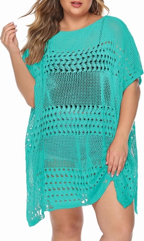 Womens Beach Cover Up Hollow Out, Plus Size Swimsuit Coverup Crochet Bathing Suit Cover ups Bikini Summer Beachwear Dress