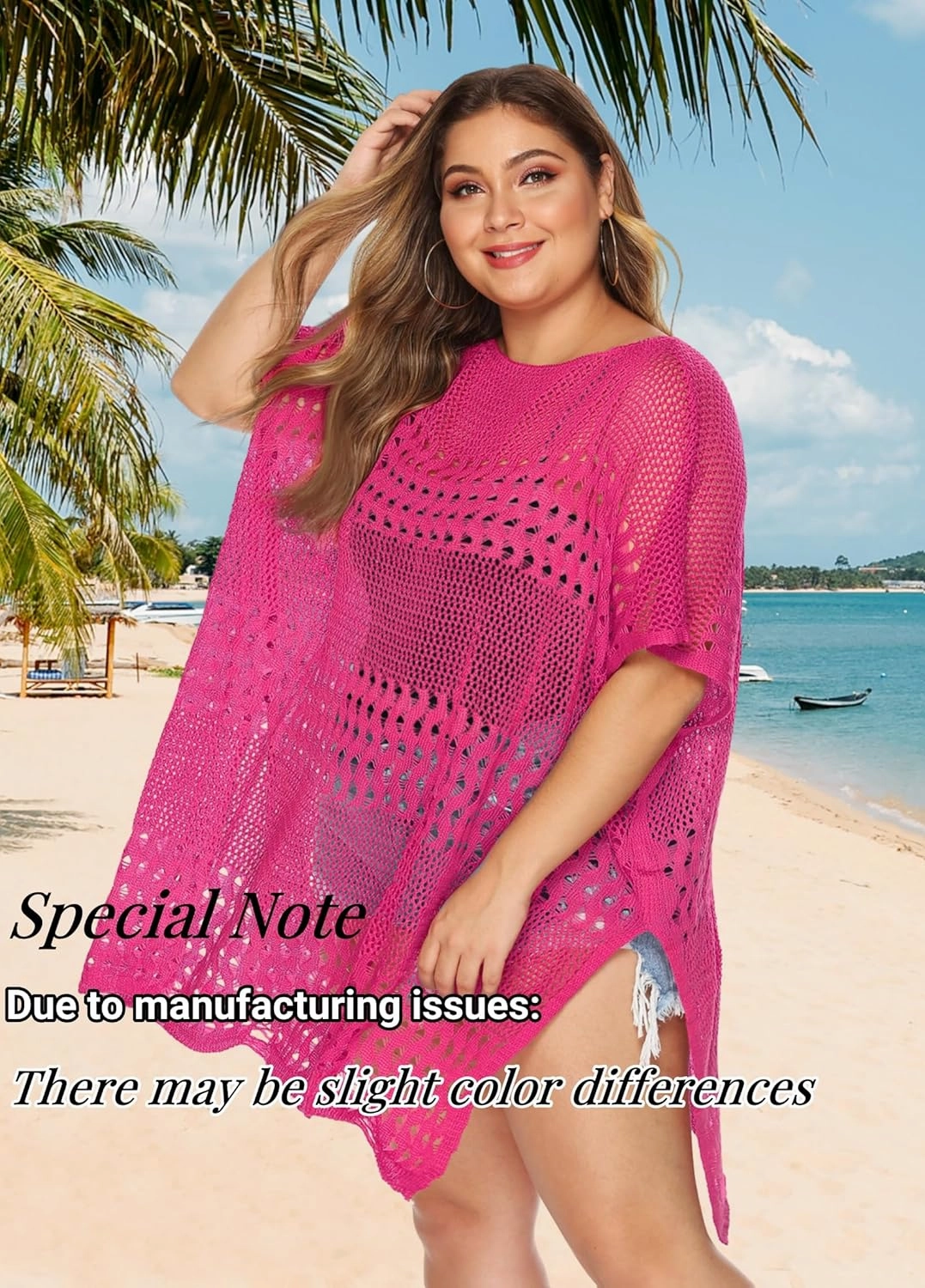 Womens Beach Cover Up Hollow Out, Plus Size Swimsuit Coverup Crochet Bathing Suit Cover ups Bikini Summer Beachwear Dress