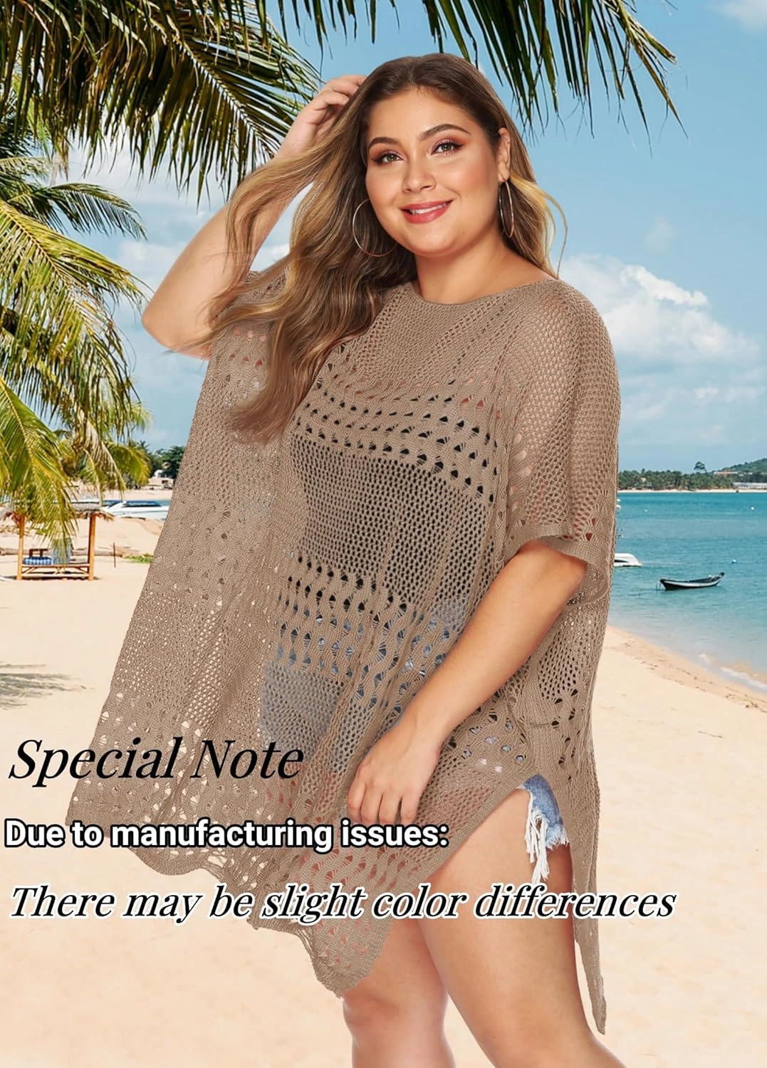 Womens Beach Cover Up Hollow Out, Plus Size Swimsuit Coverup Crochet Bathing Suit Cover ups Bikini Summer Beachwear Dress