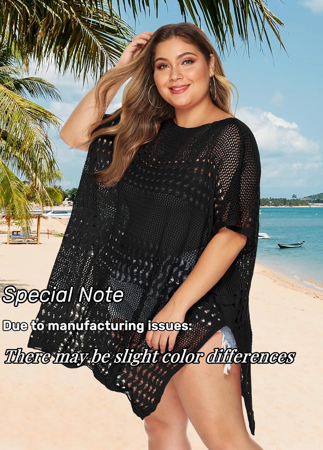 Womens Beach Cover Up Hollow Out, Plus Size Swimsuit Coverup Crochet Bathing Suit Cover ups Bikini Summer Beachwear Dress