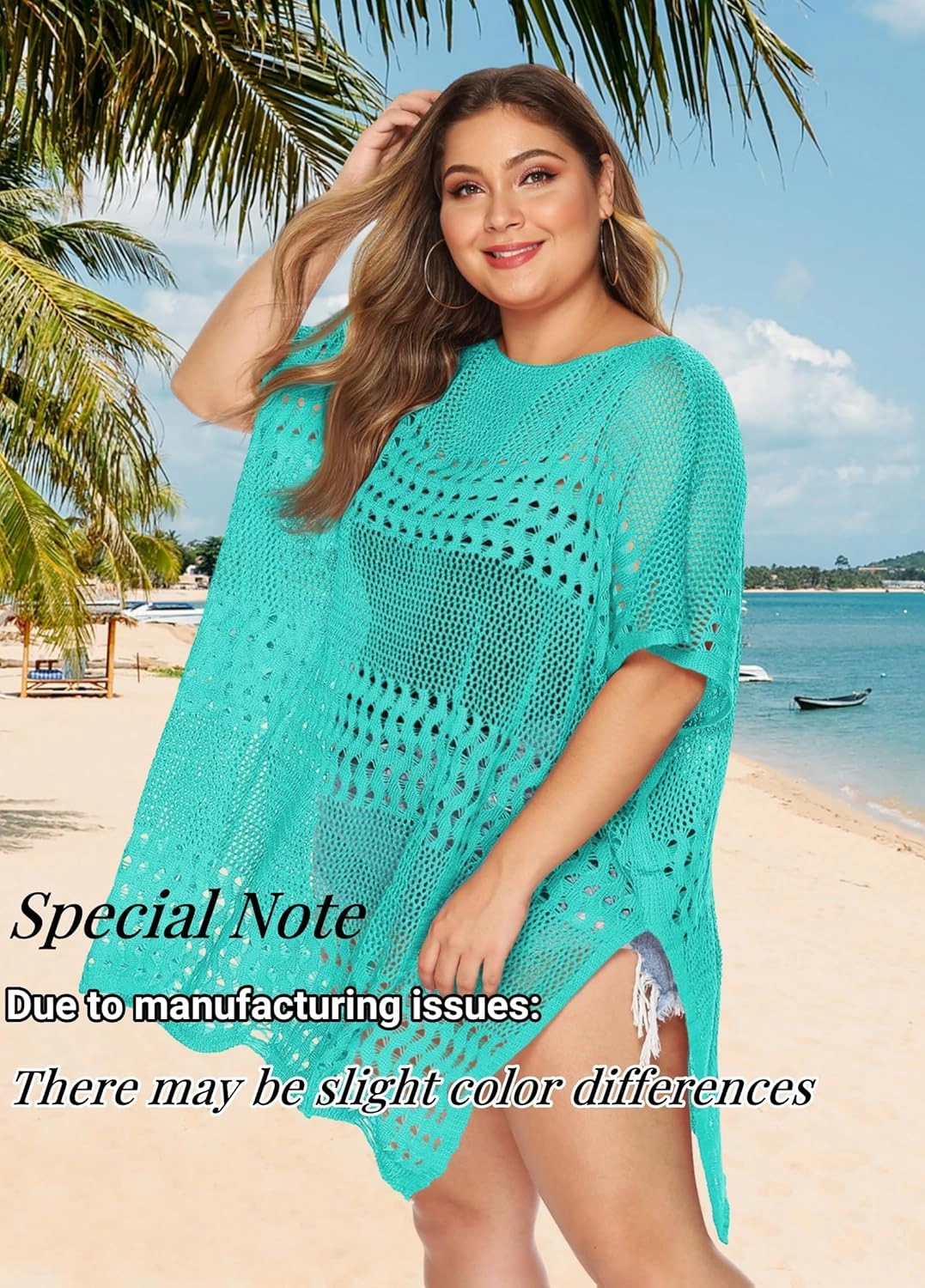 Womens Beach Cover Up Hollow Out, Plus Size Swimsuit Coverup Crochet Bathing Suit Cover ups Bikini Summer Beachwear Dress