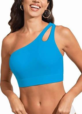 Womens Bikini Tops Push Up Bathing Suit Top One Shoulder Swimsuit Tops Full Coverage Swim Top Only