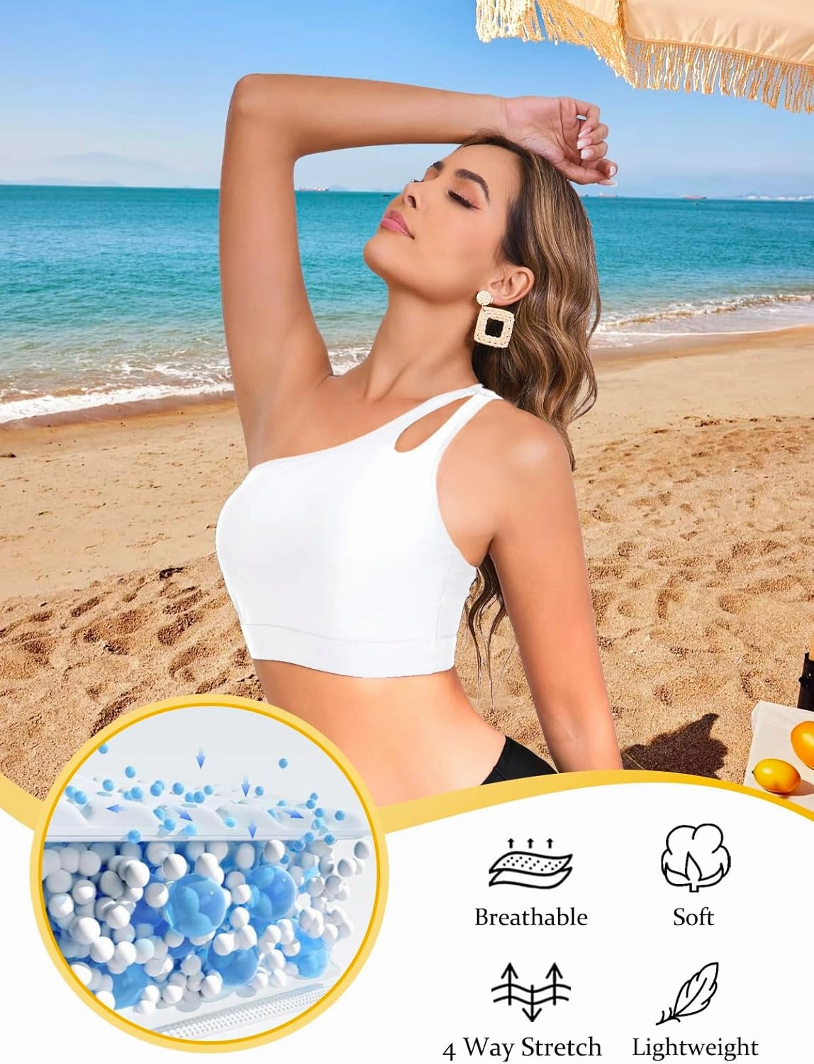 Womens Bikini Tops Push Up Bathing Suit Top One Shoulder Swimsuit Tops Full Coverage Swim Top Only