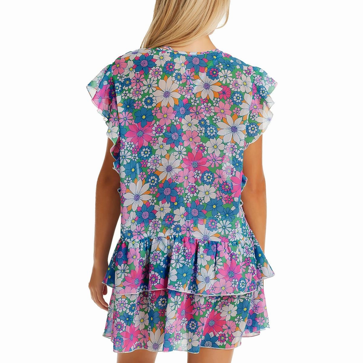 Womens Chiffon Tiered Cover-Up