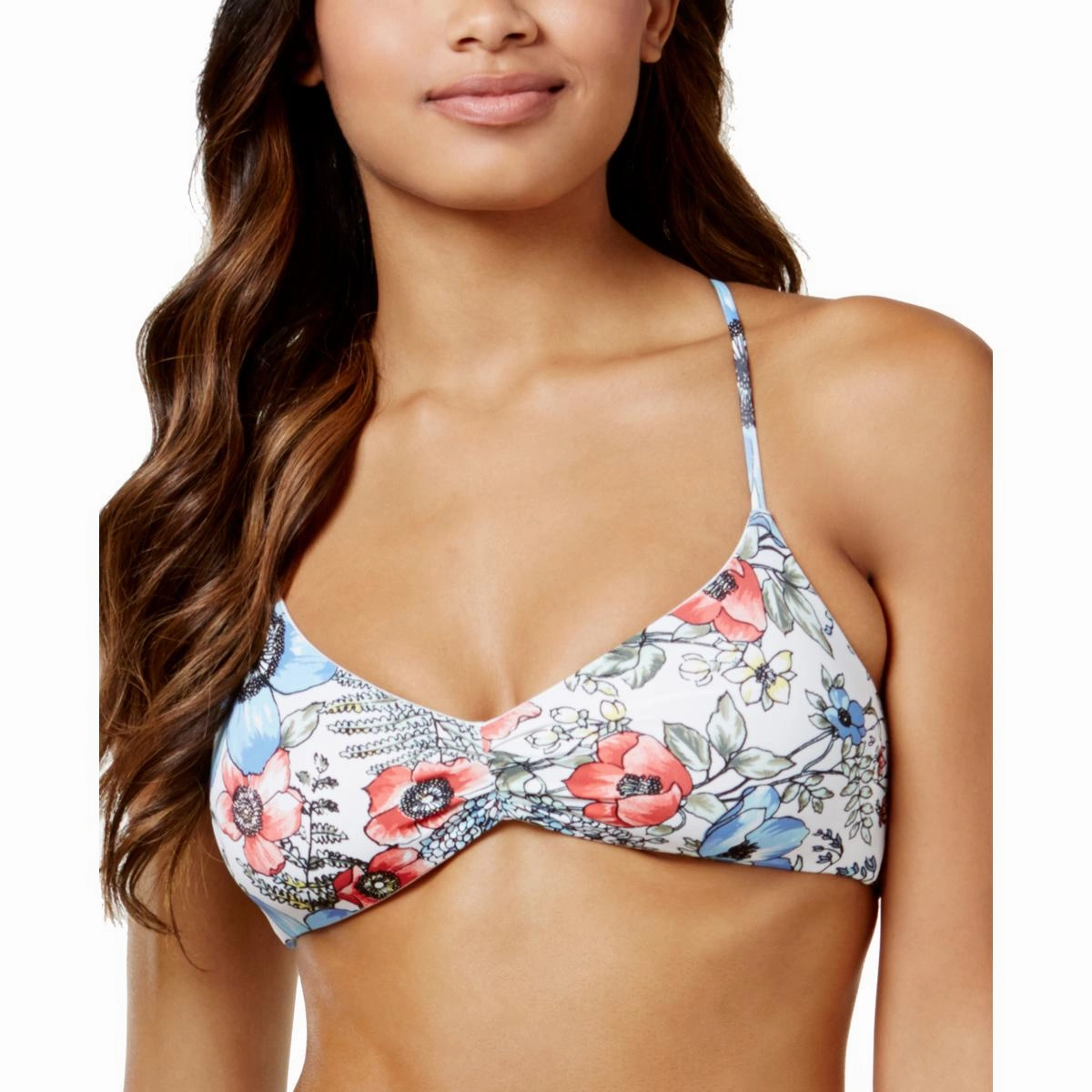 Womens Floral Bandeau Bikini Swim Top