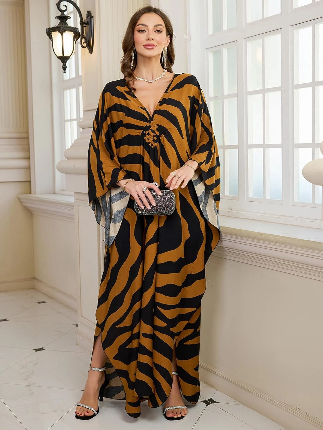 Womens Kaftan Beach Cover Up Dress Plus Size Summer Swimsuit Loungewear Maxi Dress