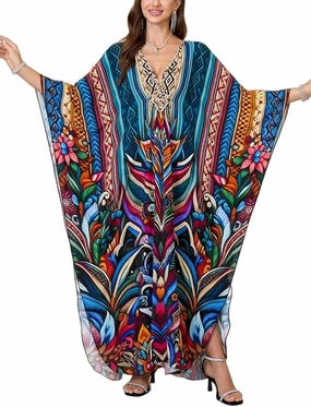 Womens Kaftan Beach Cover Up Dress Plus Size Summer Swimsuit Loungewear Maxi Dress