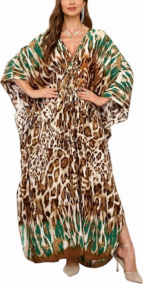 Womens Kaftan Beach Cover Up Dress Plus Size Summer Swimsuit Loungewear Maxi Dress
