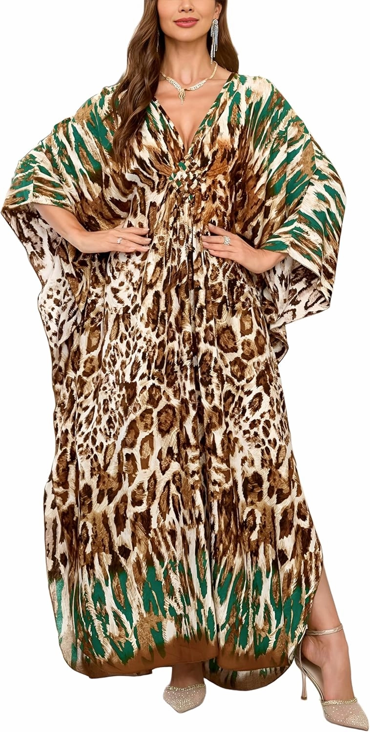 Womens Kaftan Beach Cover Up Dress Plus Size Summer Swimsuit Loungewear Maxi Dress
