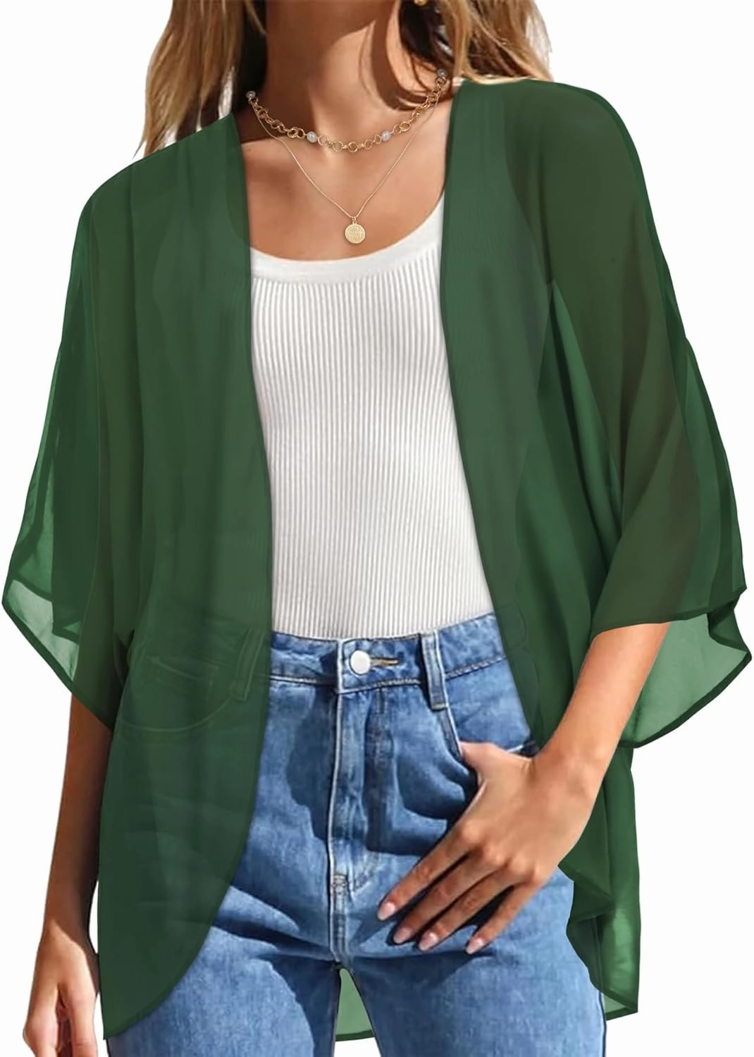 Womens Kimono Beach Cover Up Chiffon Cardigan Floral Tops Loose Capes
