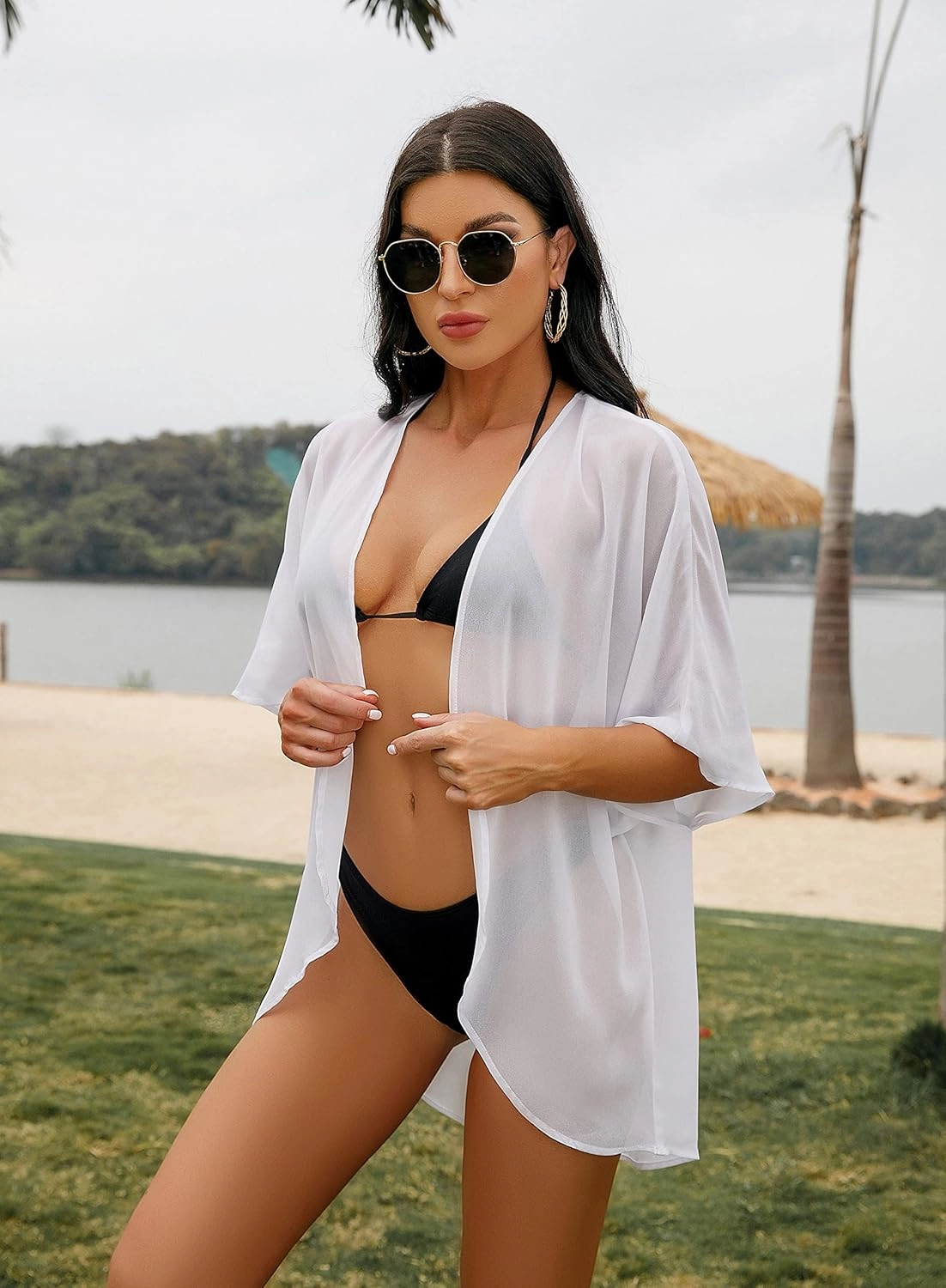 Womens Kimono Beach Cover Up Chiffon Cardigan Floral Tops Loose Capes