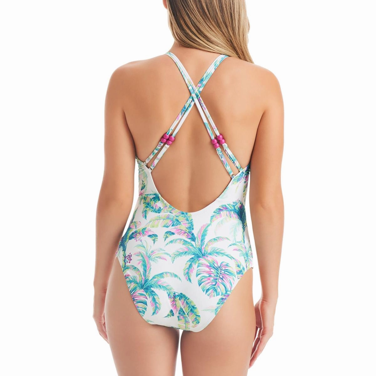 Womens Printed Cut-Out One-Piece Swimsuit