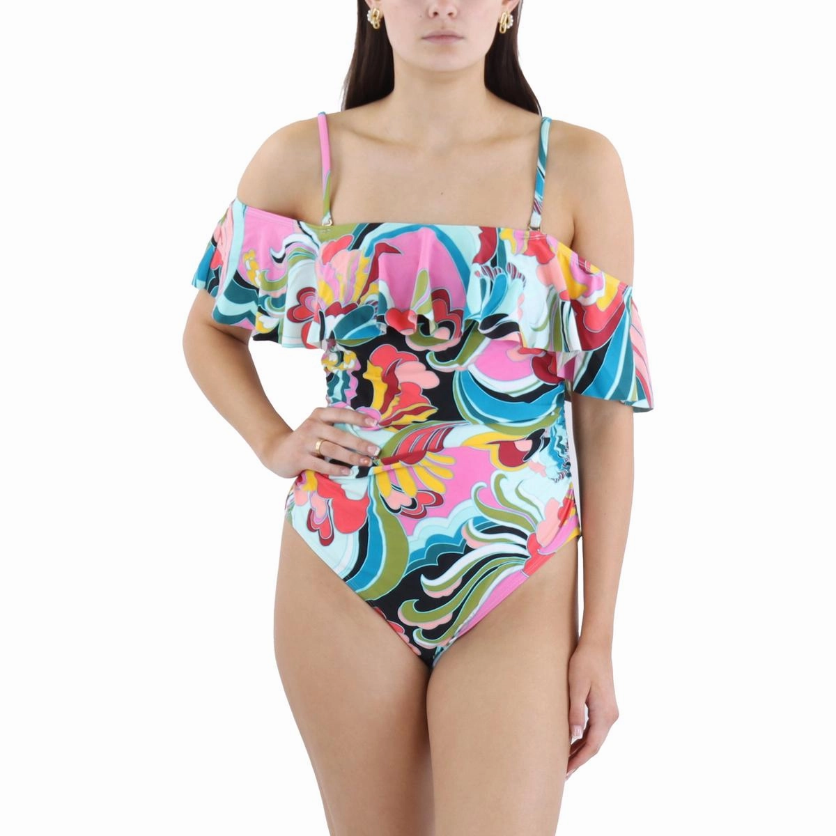 Womens Printed Nylon One-Piece Swimsuit