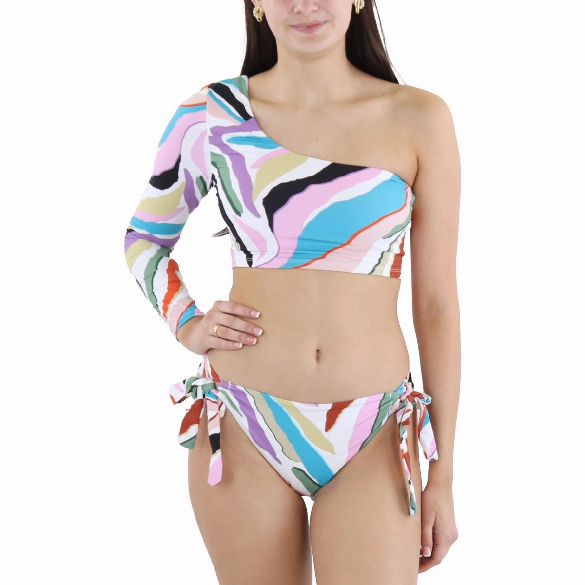 Womens Printed Nylon Swim Bottom Separates