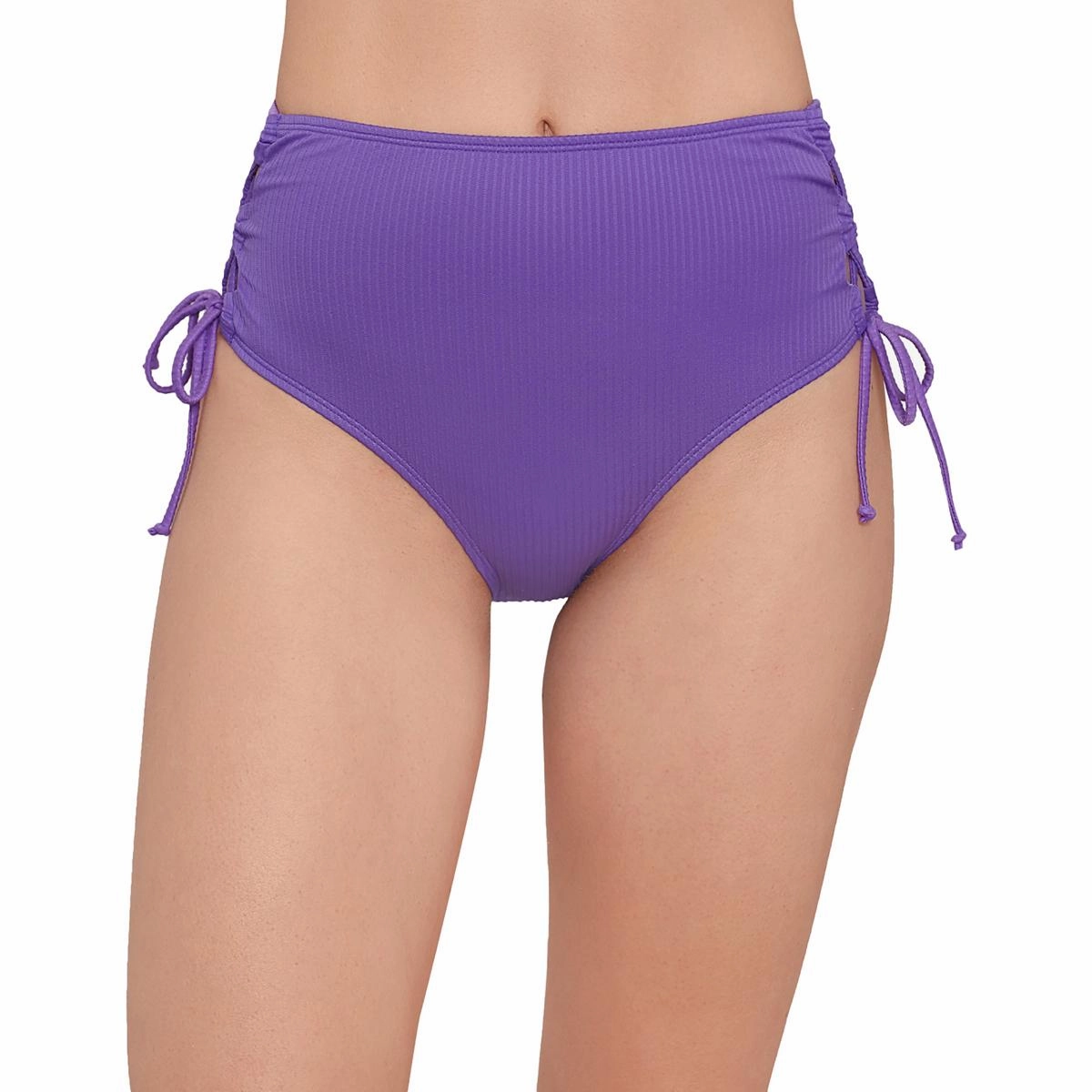 Womens Ribbed Side-Tie Swim Bottom Separates