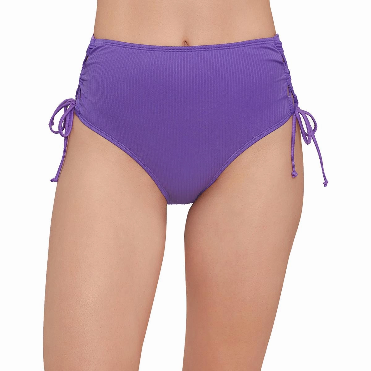 Womens Ribbed Side-Tie Swim Bottom Separates
