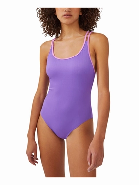 Womens Solid Cheeky One-Piece Swimsuit