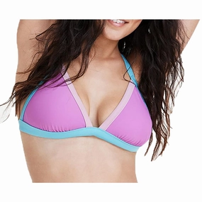 Womens Solid Nylon Bikini Swim top