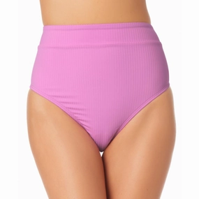 Womens Solid Ribbed Swim Bottom Separates
