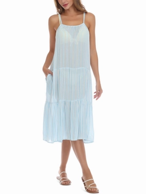 Womens Striped Dress Cover-Up
