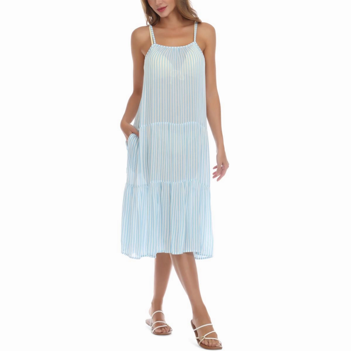 Womens Striped Dress Cover-Up