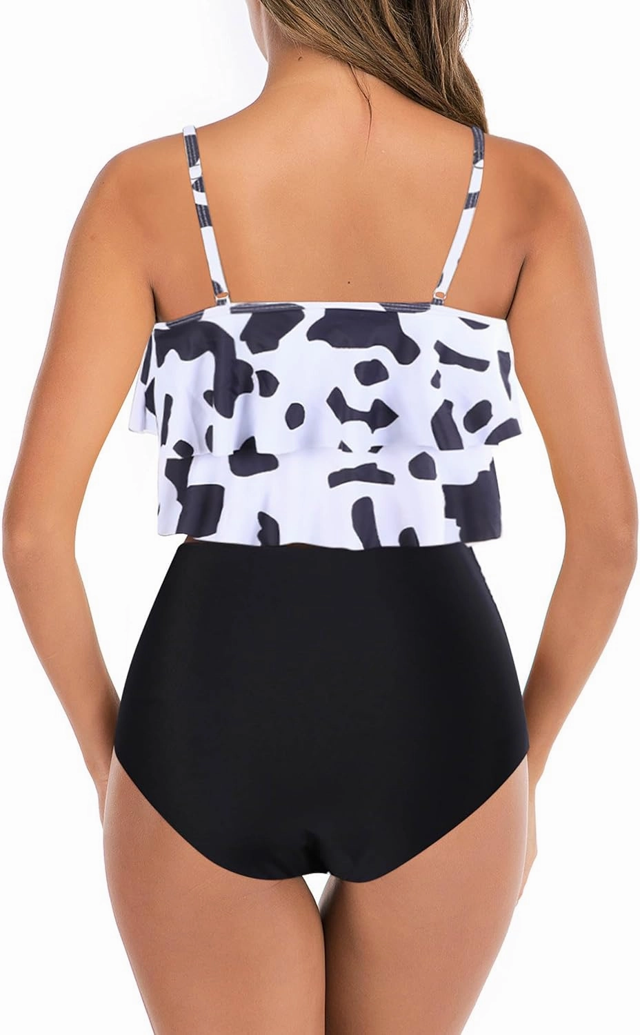 Womens Tankini Swimsuits Ruffled Tank Top Tummy Control Floral Modest Swimwear High Waisted Bikini