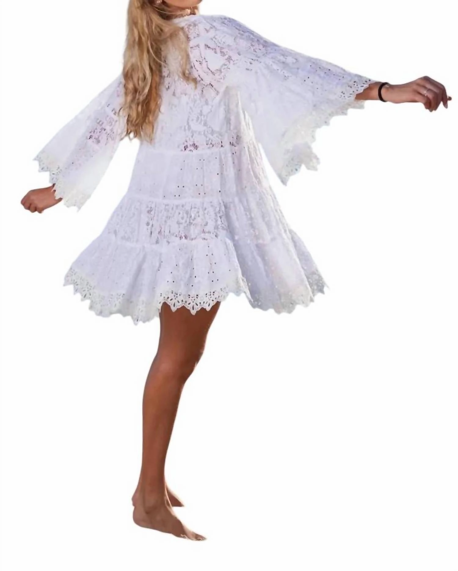 Ximena Lace Summer Cover Up Dress In White