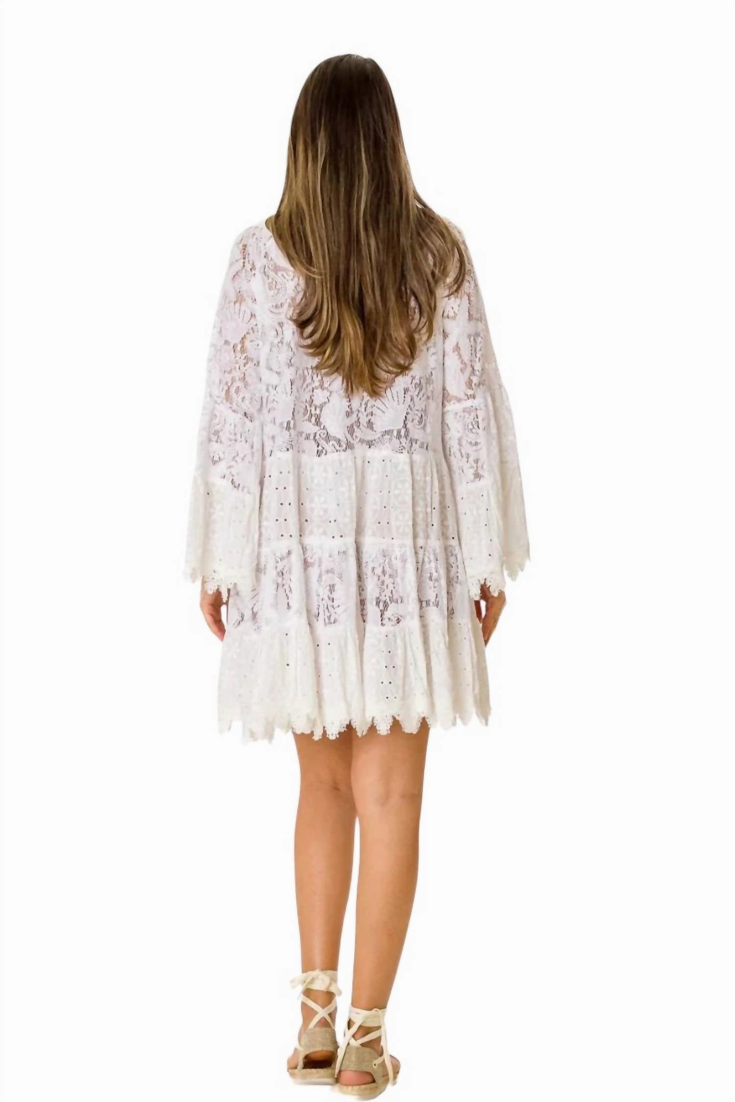 Ximena Lace Summer Cover Up Dress In White