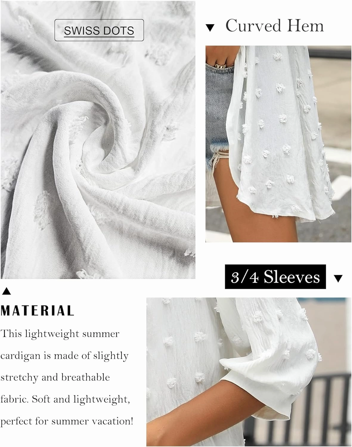Yekaty Cardigan for Women 3/4 Sleeve Lightweight Summer Kimono Cardigan Loose Beach Cover Up 2025