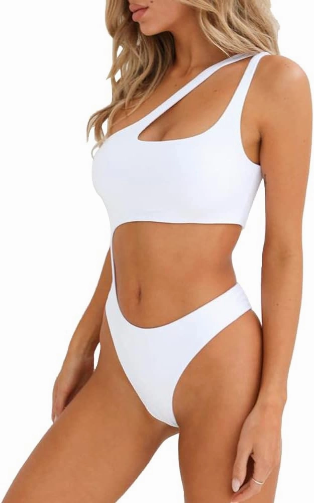 YELAIVP Women's Cutout One Piece Swimsuit Sexy One Shoulder High Cut Bathing Suit Bikini