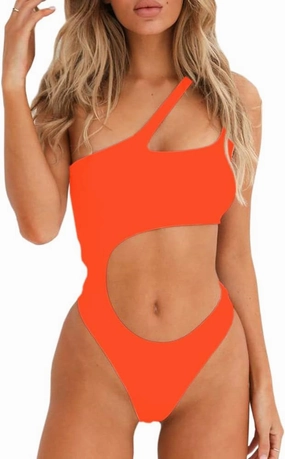YELAIVP Women's Cutout One Piece Swimsuit Sexy One Shoulder High Cut Bathing Suit Bikini