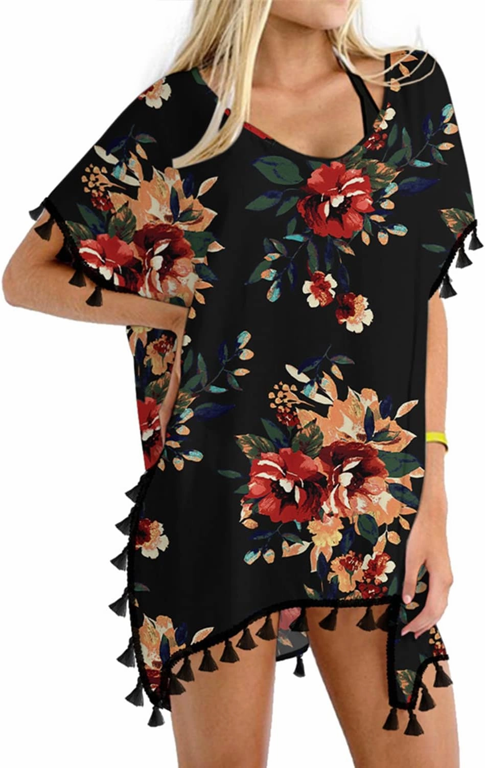 Yincro Women Chiffon Tassel Swimsuit Cover Up Beach Coverups for Swimwear