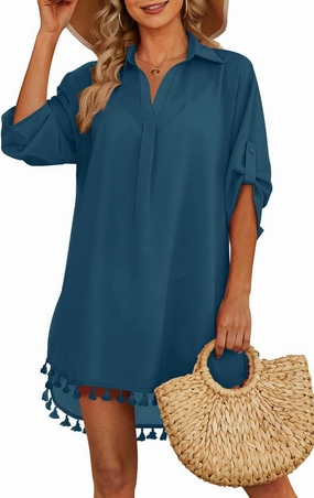 Yincro Women Swimsuit Cover Up Shirt 2025 Tassel Beach Bathing Suit for Swimwear Bikini Dress