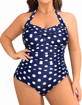 Yonique Plus Size Bathing Suit for Women One Piece Swimsuit Tummy Control Halter Tops for Women Swimwear