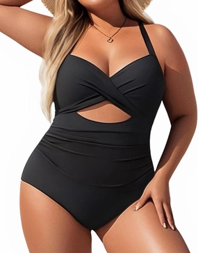 Yonique Plus Size One Piece Swimsuit for Women Tummy Control Bathing Suit Cutout Swimwear