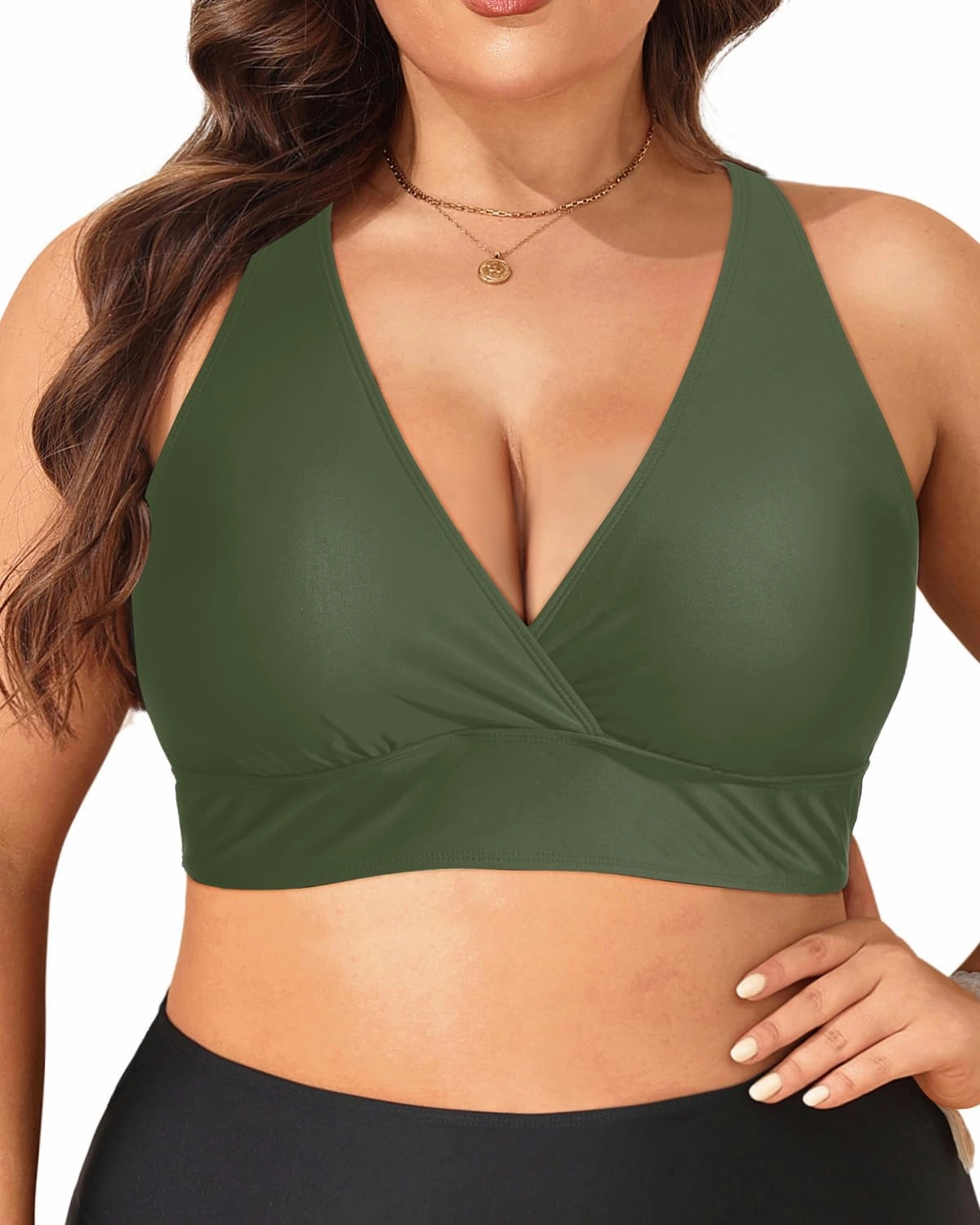 Yonique Women Plus Size Bikini Top Large Bust Swim Top Full Coverage Swimsuit Sport Bra Bathing Suit