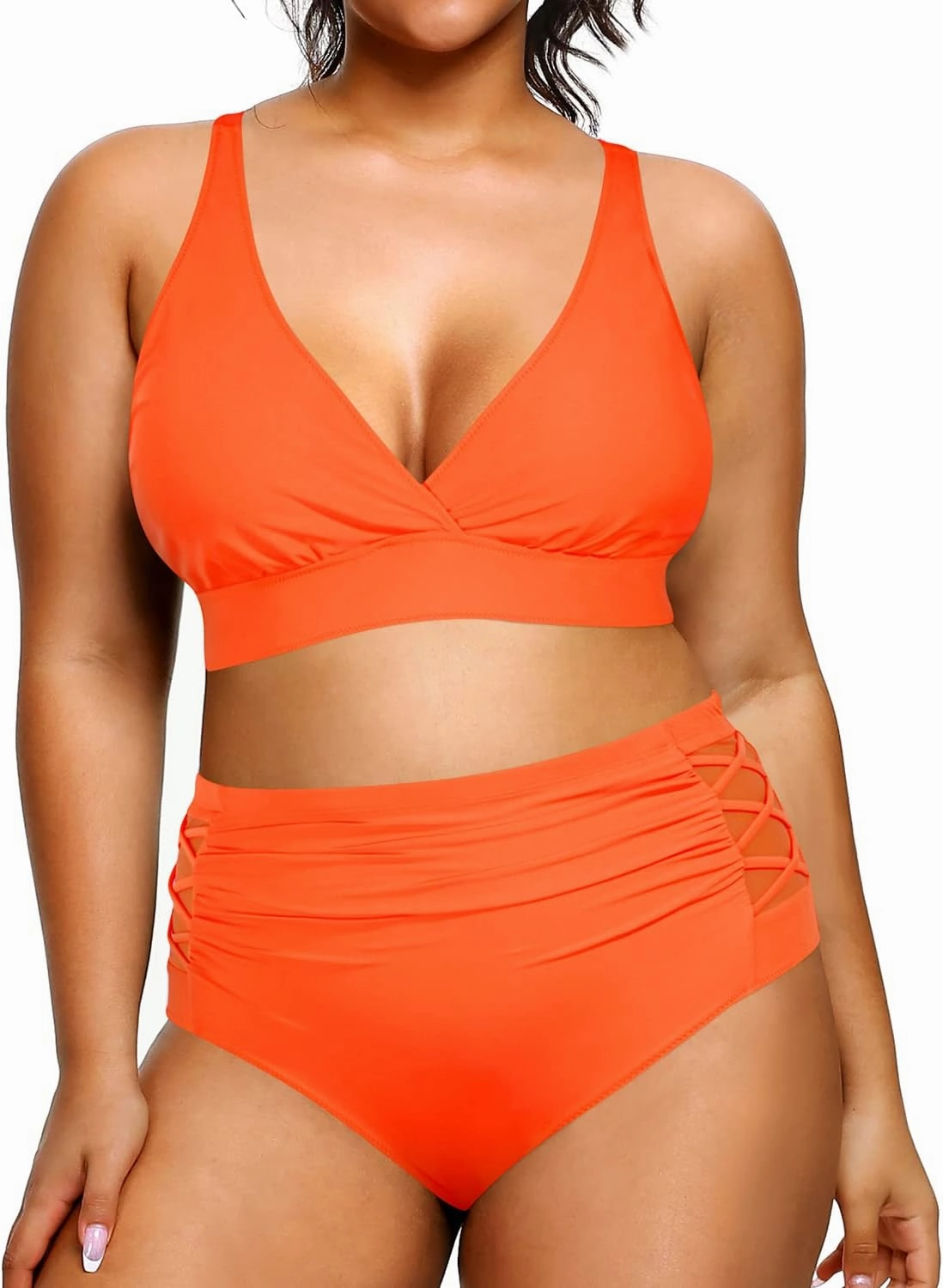 Yonique Womens Plus Size Bikini High Waisted Swimsuits Two Piece Bathing Suits Tummy Control Swimwear