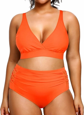 Yonique Womens Plus Size Bikini High Waisted Swimsuits Two Piece Bathing Suits Tummy Control Swimwear