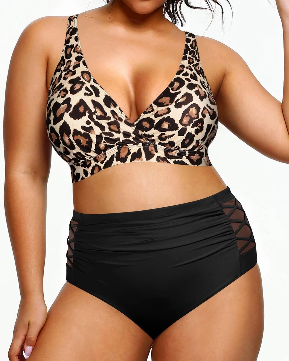 Yonique Womens Plus Size Bikini High Waisted Swimsuits Two Piece Bathing Suits Tummy Control Swimwear