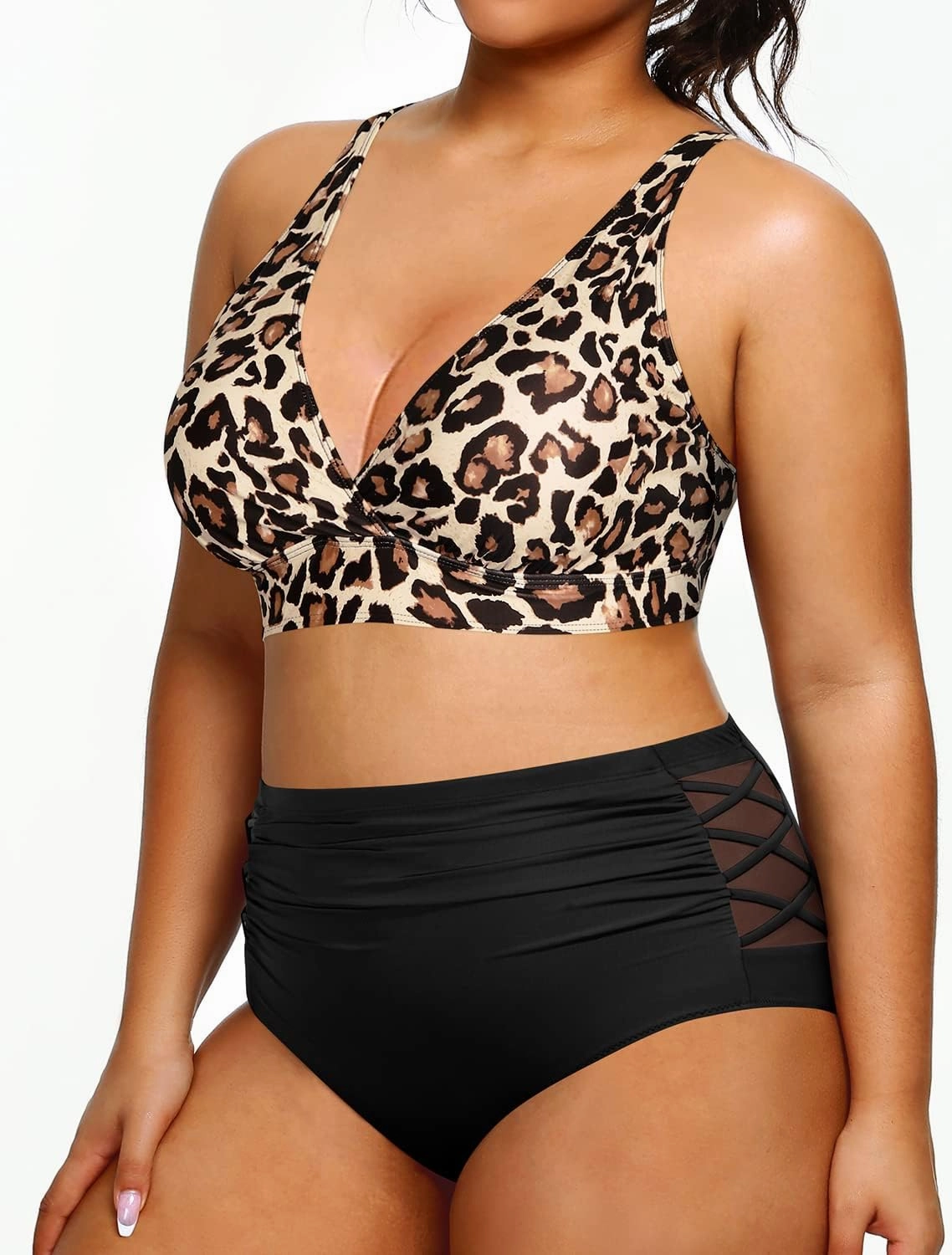 Yonique Womens Plus Size Bikini High Waisted Swimsuits Two Piece Bathing Suits Tummy Control Swimwear
