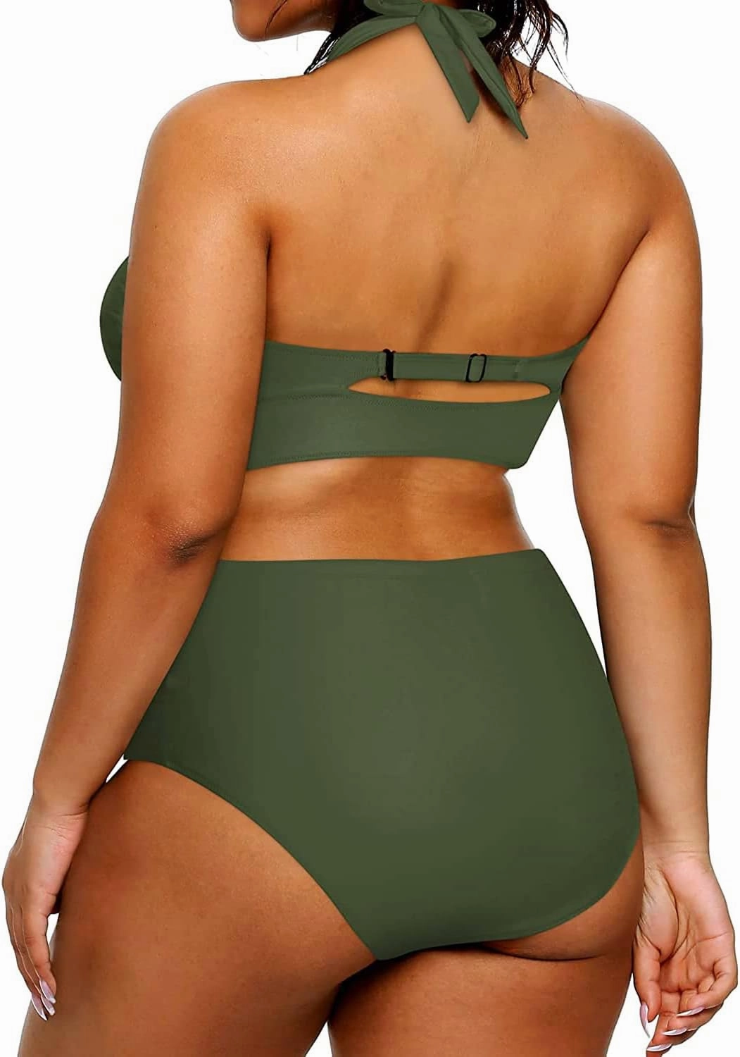 Yonique Womens Two Piece Plus Size Halter Bikini Swimsuits Tummy Control Bathing Suits High Waisted Swimwear
