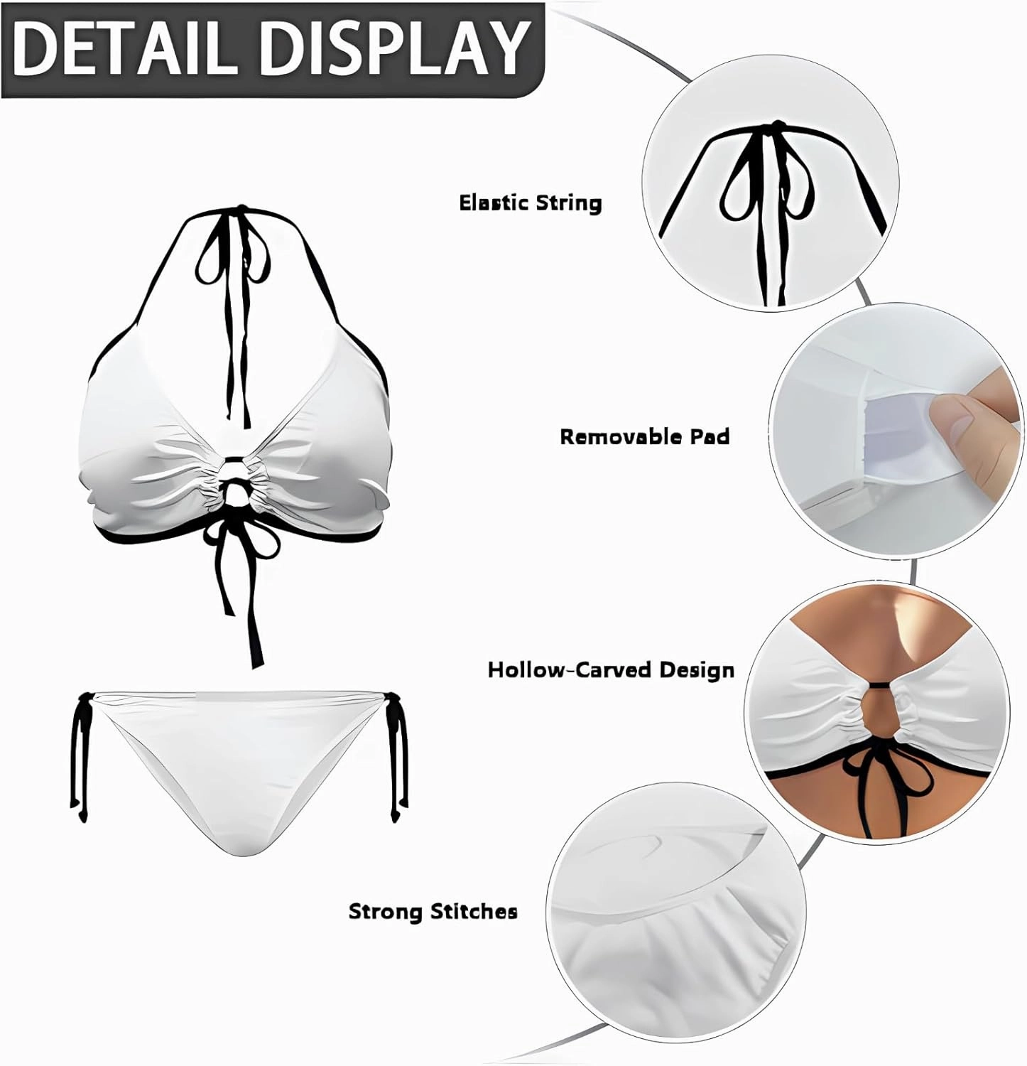 Ystardream Women's String Bikini Push Up Thong Bathing Suits 2 Piece Swimsuits