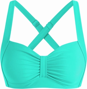 ZAFUL Women Bikini Top Only-Ruched Bra Padded Bathing Suit Top Cross Back Vintage Retro Bathing Suit Tops 2025